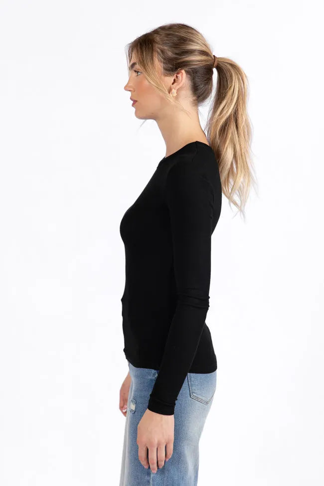 Make Your Choice Black Ribbed Long Sleeve Tee FINAL SALE