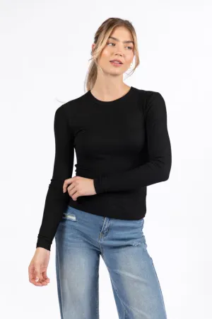 Make Your Choice Black Ribbed Long Sleeve Tee FINAL SALE