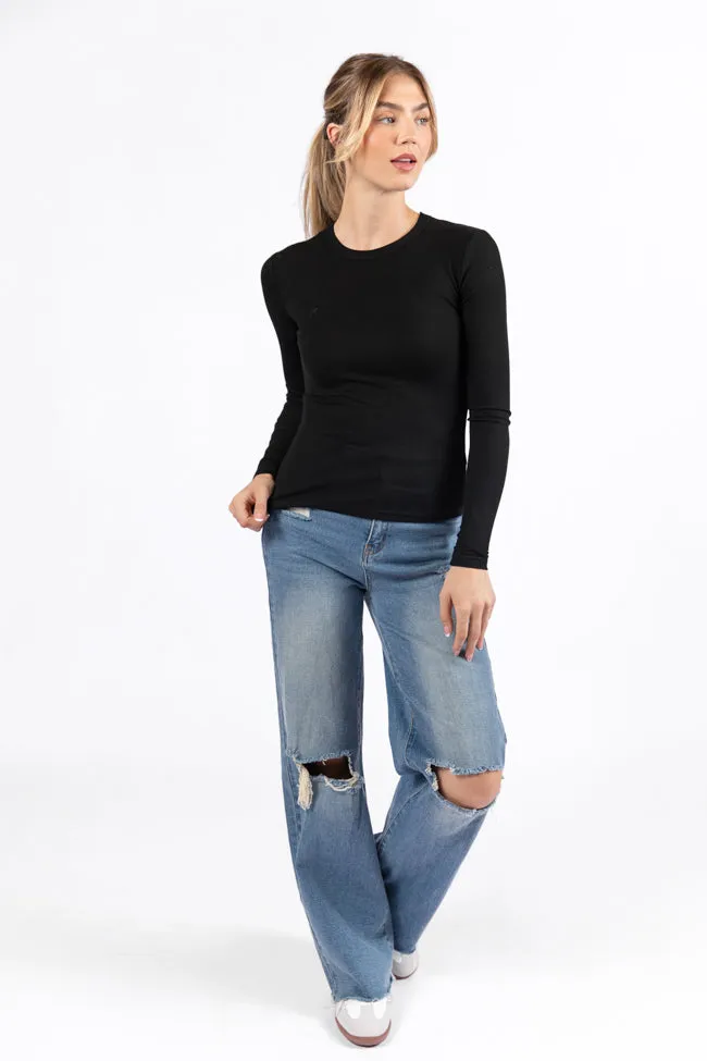 Make Your Choice Black Ribbed Long Sleeve Tee FINAL SALE