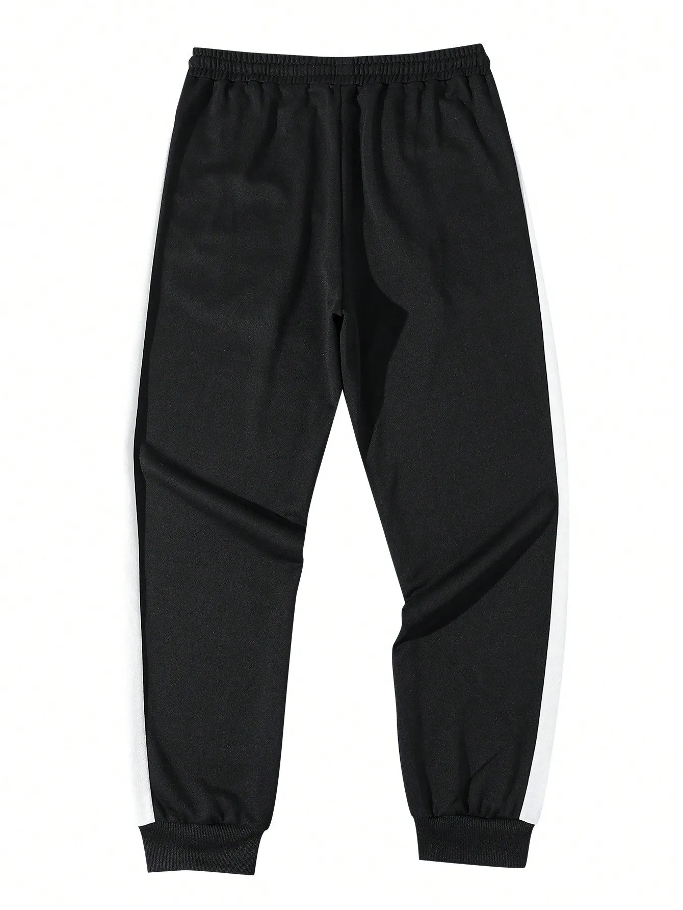 Men's Color Block Side Stripe Letter Printed Hoodie And Sweatpants Sportswear Suit