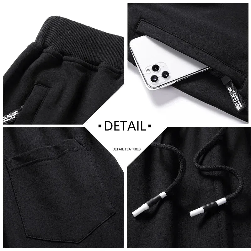 Men's Knitted Sweat Joggers - Elastic Waist Jogging Pants, Sport Long Fitness Sportswear Trousers