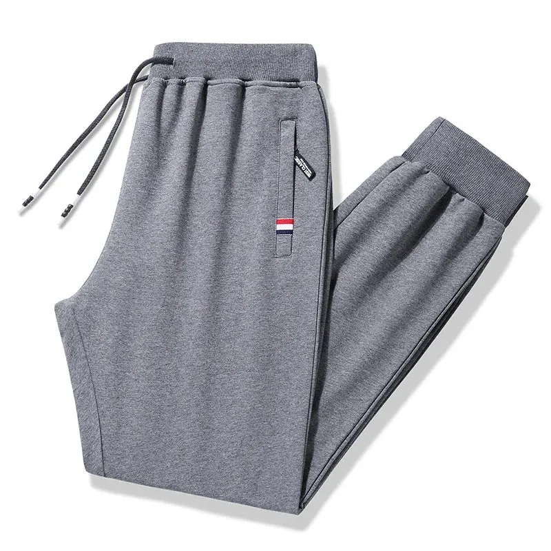 Men's Knitted Sweat Joggers - Elastic Waist Jogging Pants, Sport Long Fitness Sportswear Trousers