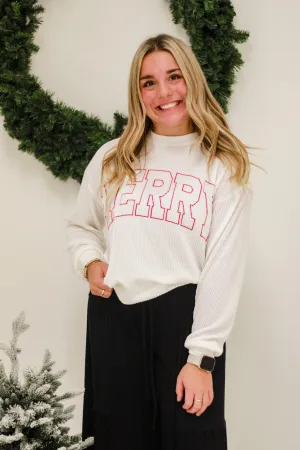 Merry Ribbed Pullover in White