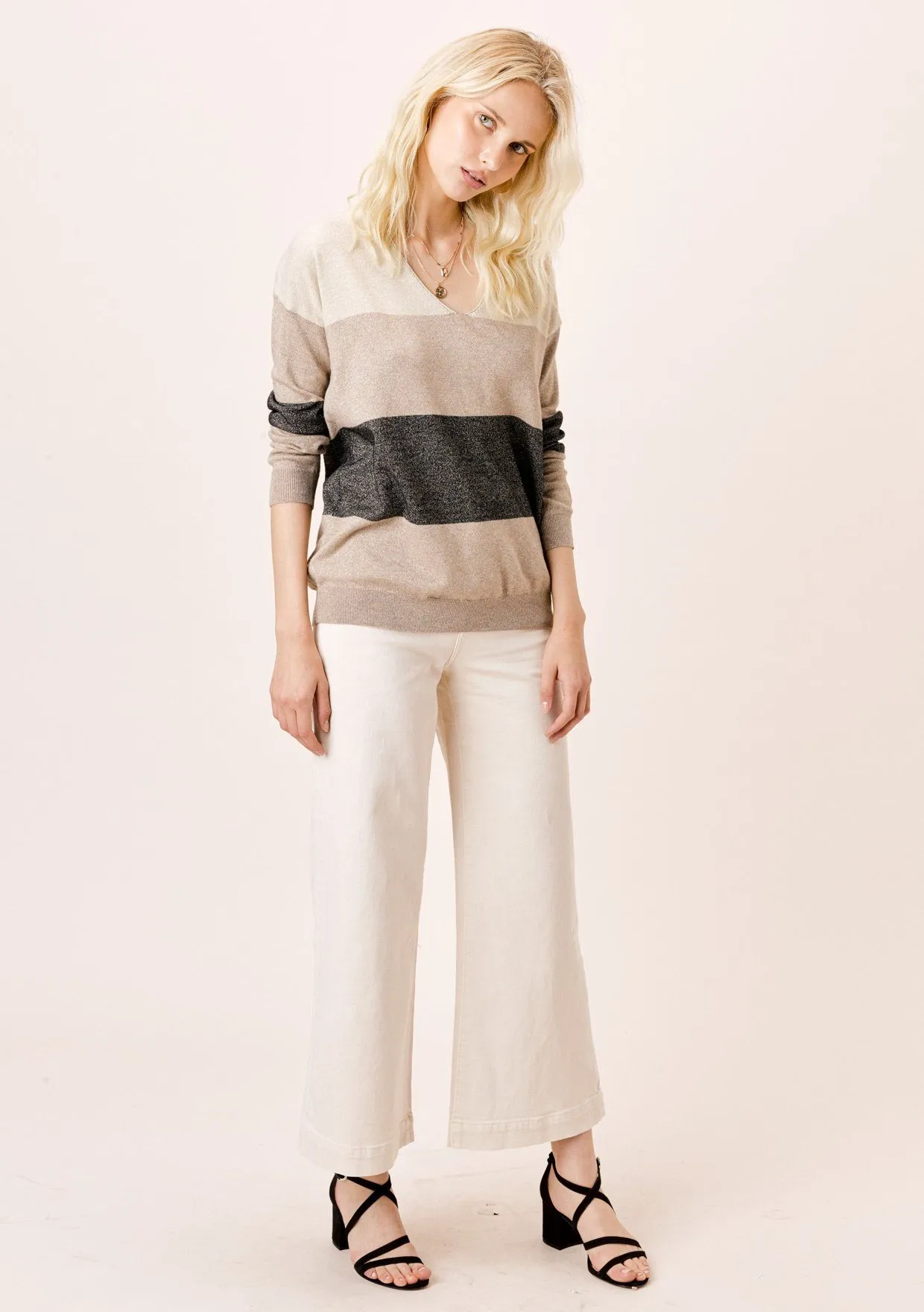 Mia Metallic Striped Sweater