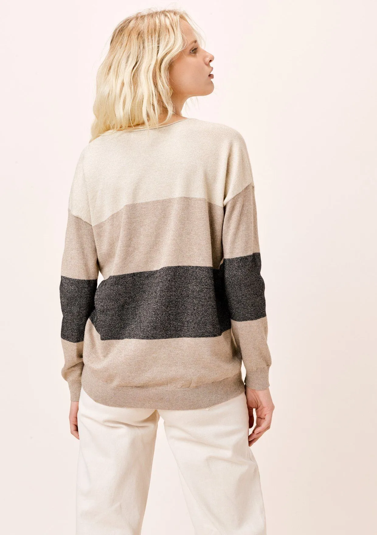 Mia Metallic Striped Sweater