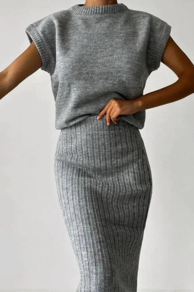 Mila Two-piece set: cardigan   knitted skirt