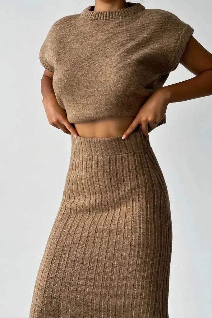 Mila Two-piece set: cardigan   knitted skirt