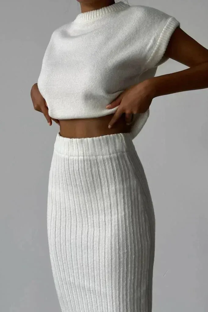 Mila Two-piece set: cardigan   knitted skirt