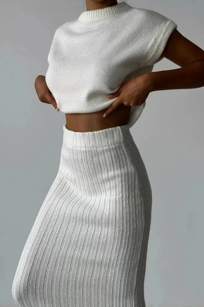 Mila Two-piece set: cardigan   knitted skirt