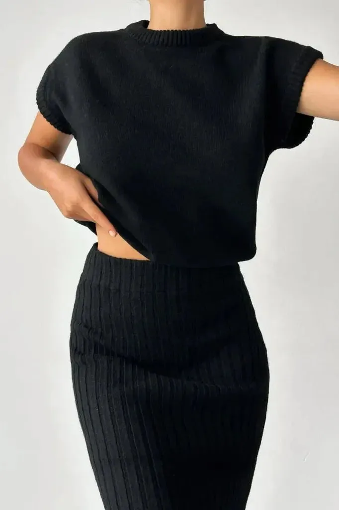 Mila Two-piece set: cardigan   knitted skirt