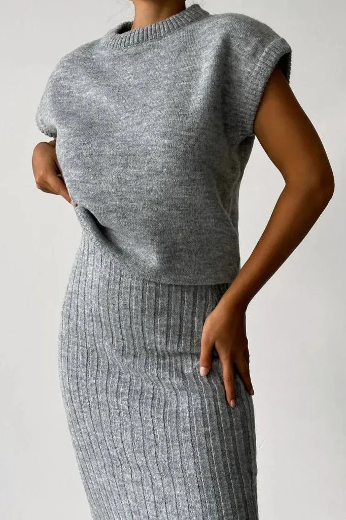 Mila Two-piece set: cardigan   knitted skirt