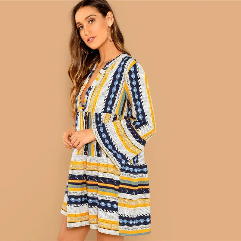 Multicolor Vacation Dress