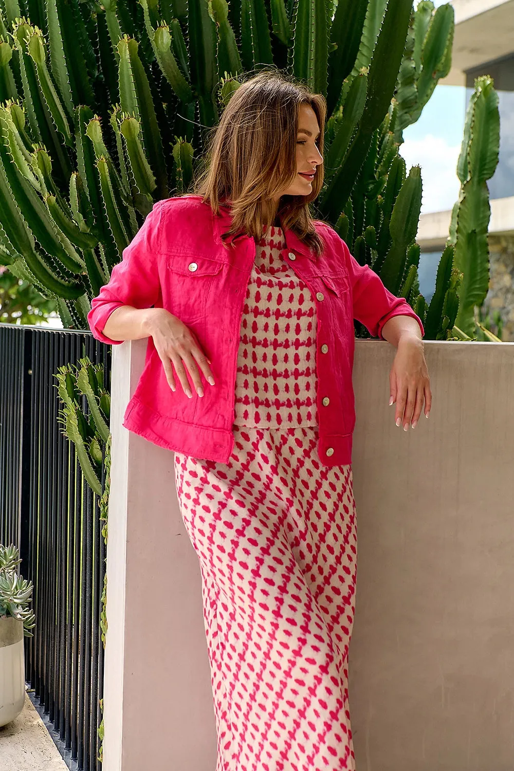 Naturals by O & J Linen Jacket in Primula GA30