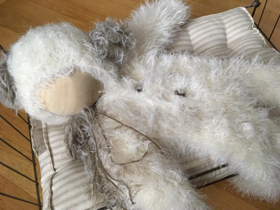 Newborn Panda Bear Furry Bonnet & Footed Romper Set