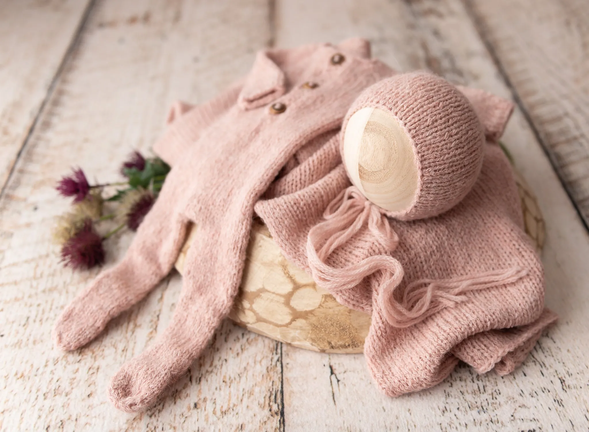 Newborn Taran Romper, Bonnet & 60" Wrap Sets