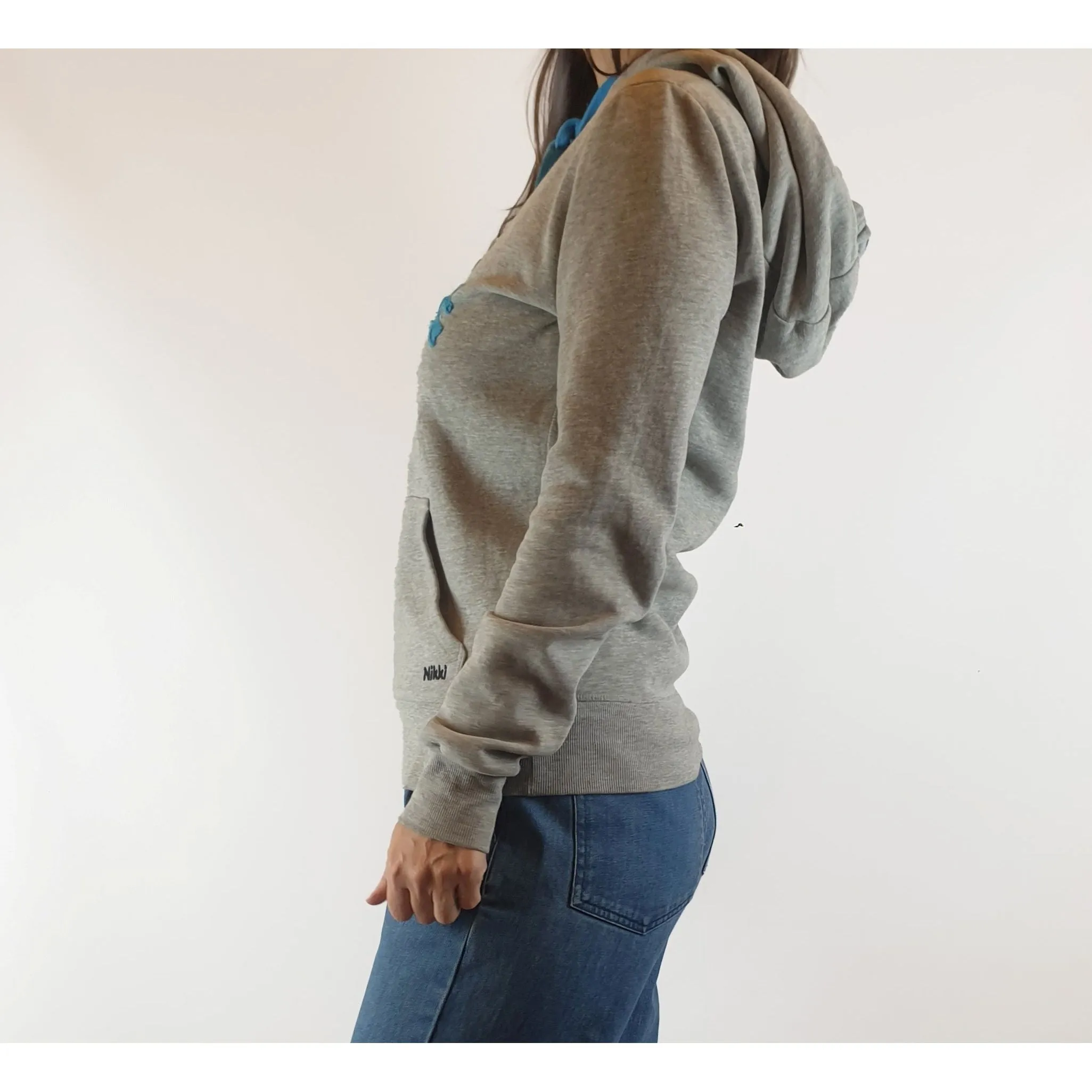 Nikki grey hoody jumper with cute kite flying kite front patttern size 8