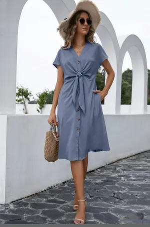 NORAH FRONT TIE MIDI DRESS