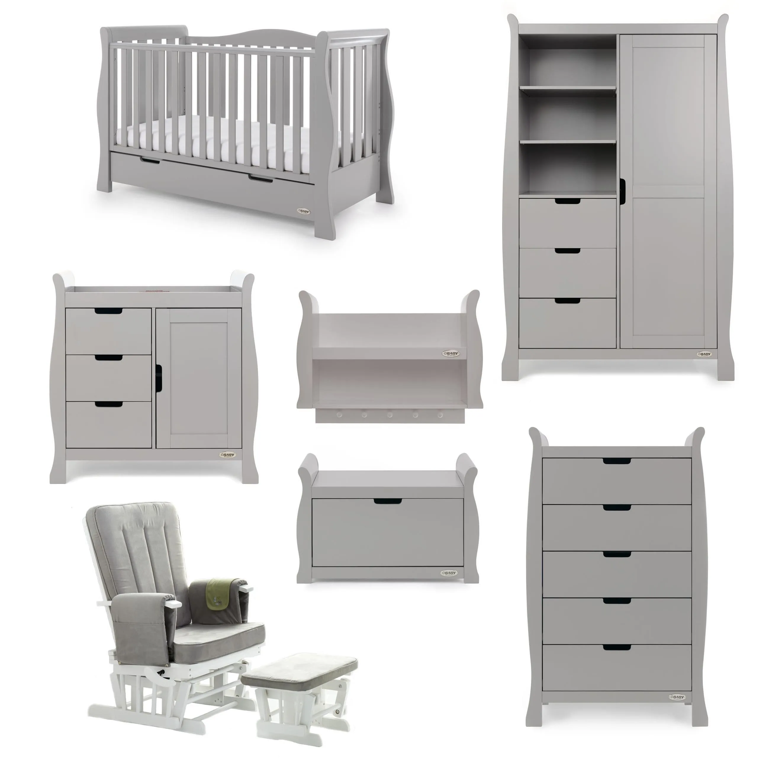 Obaby Stamford Luxe 7 Piece Room Set Warm Grey