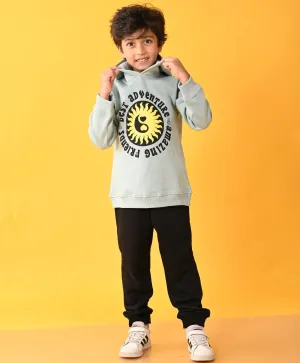 OIL GREEN SUN ADVENTURE BLACK FLEECE HOODIE JOGGER SET - OIL GREEN / BLACK