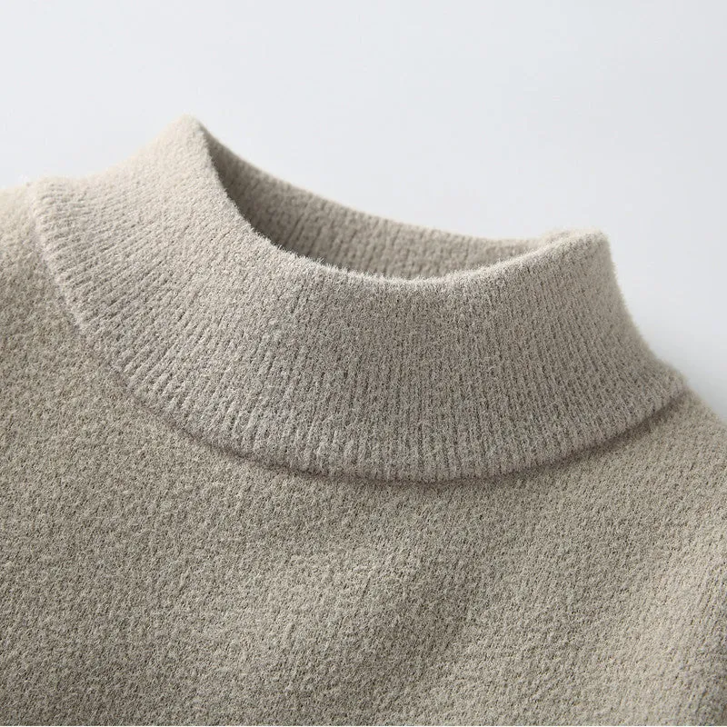 One-piece Velvet Sweater Men's Mock Neck Knitted Sweater