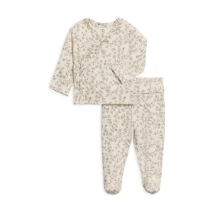Organic Riley Kimono Wrap Top and Pant Set -Pip Floral/Ivory
