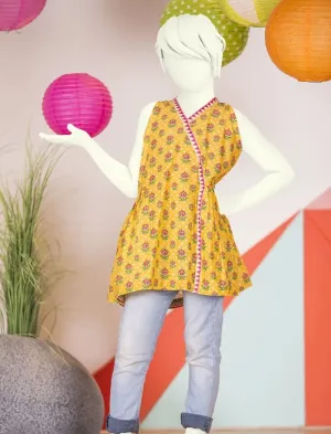 Pakistani kidz dress of yellow colour # K2677