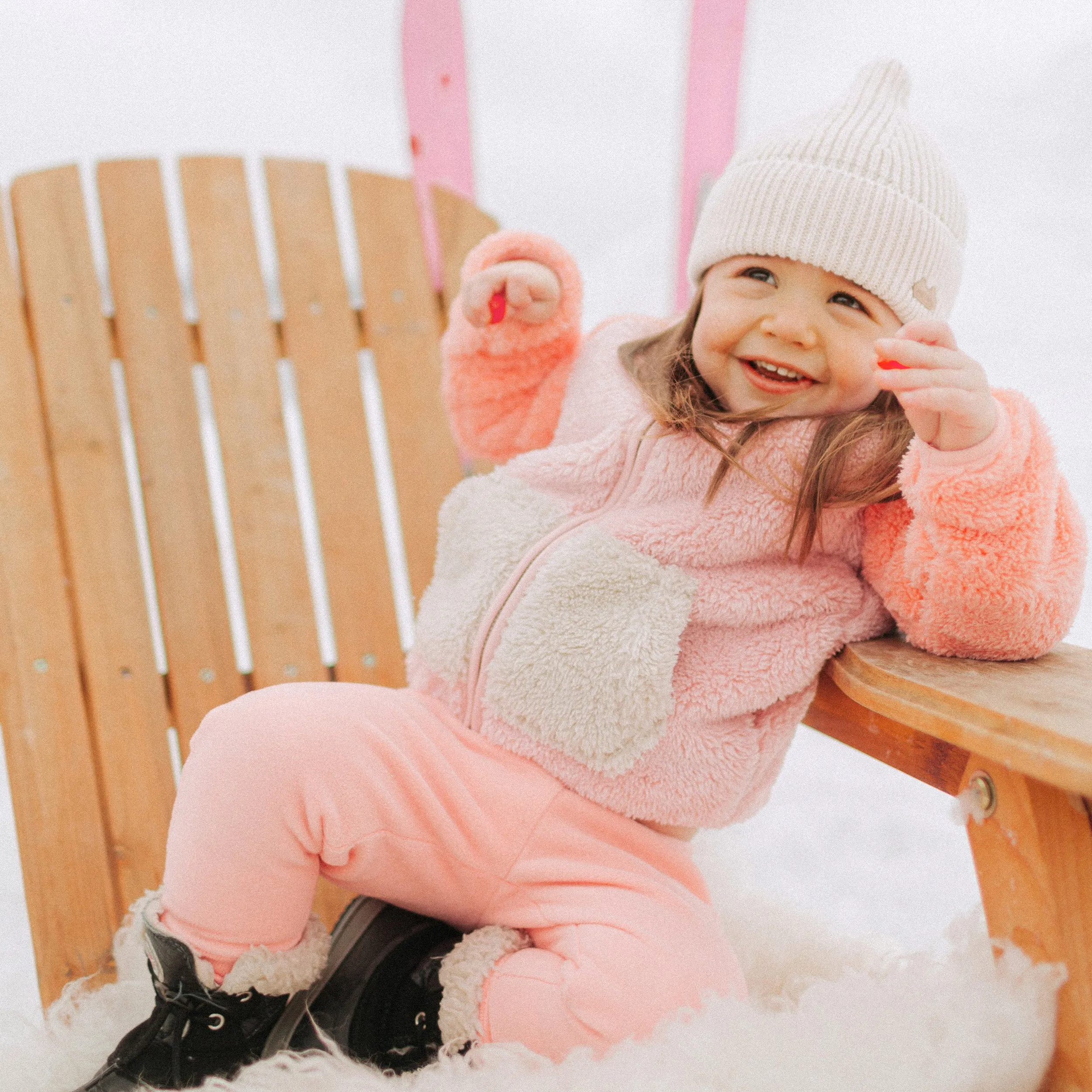 Pantalon en polar rose ajusté, bébé || Pink pants in fleece, baby