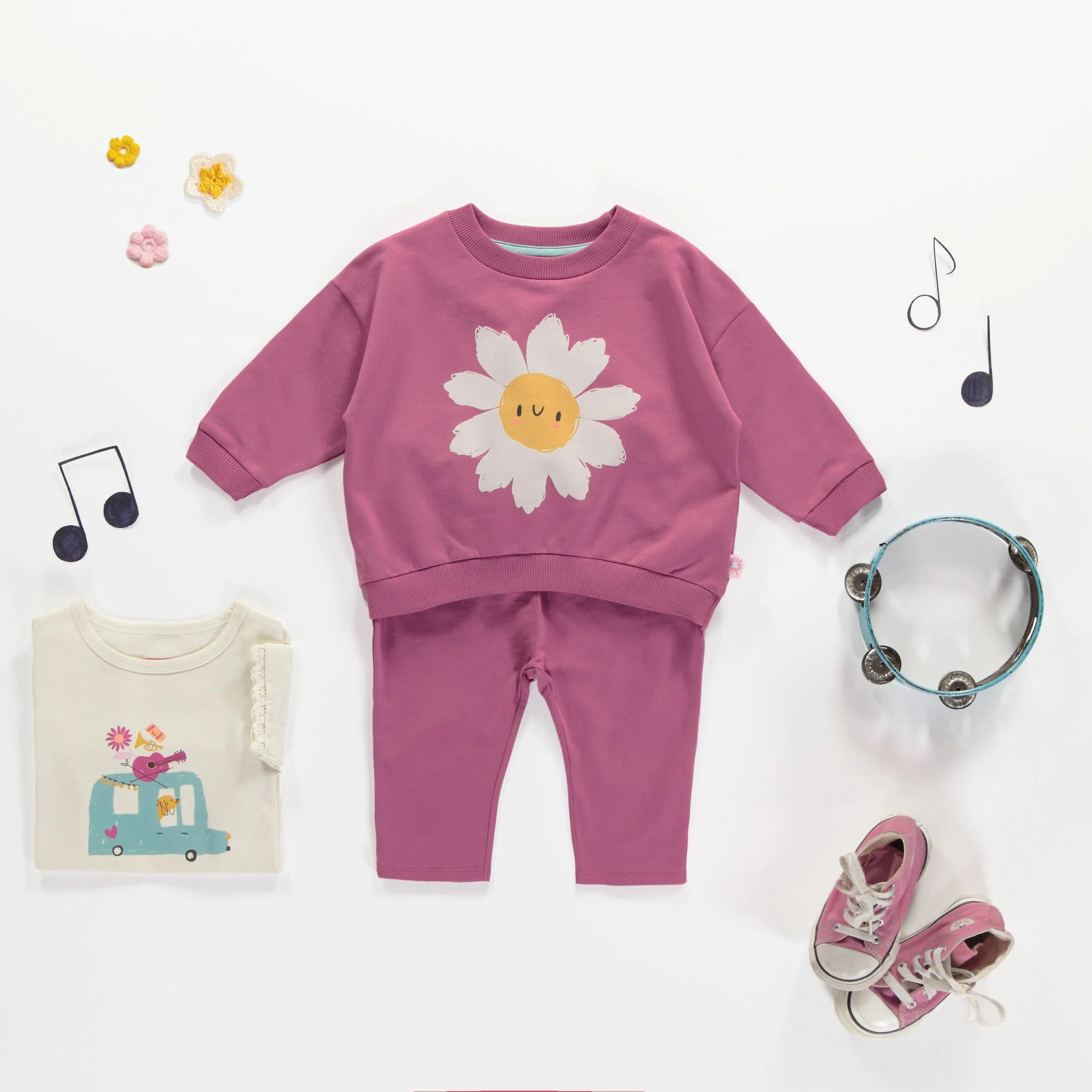 Pantalon rouge-violet coupe régulière en coton français, bébé  || Red-violet regular fitted pants in French terry, baby 