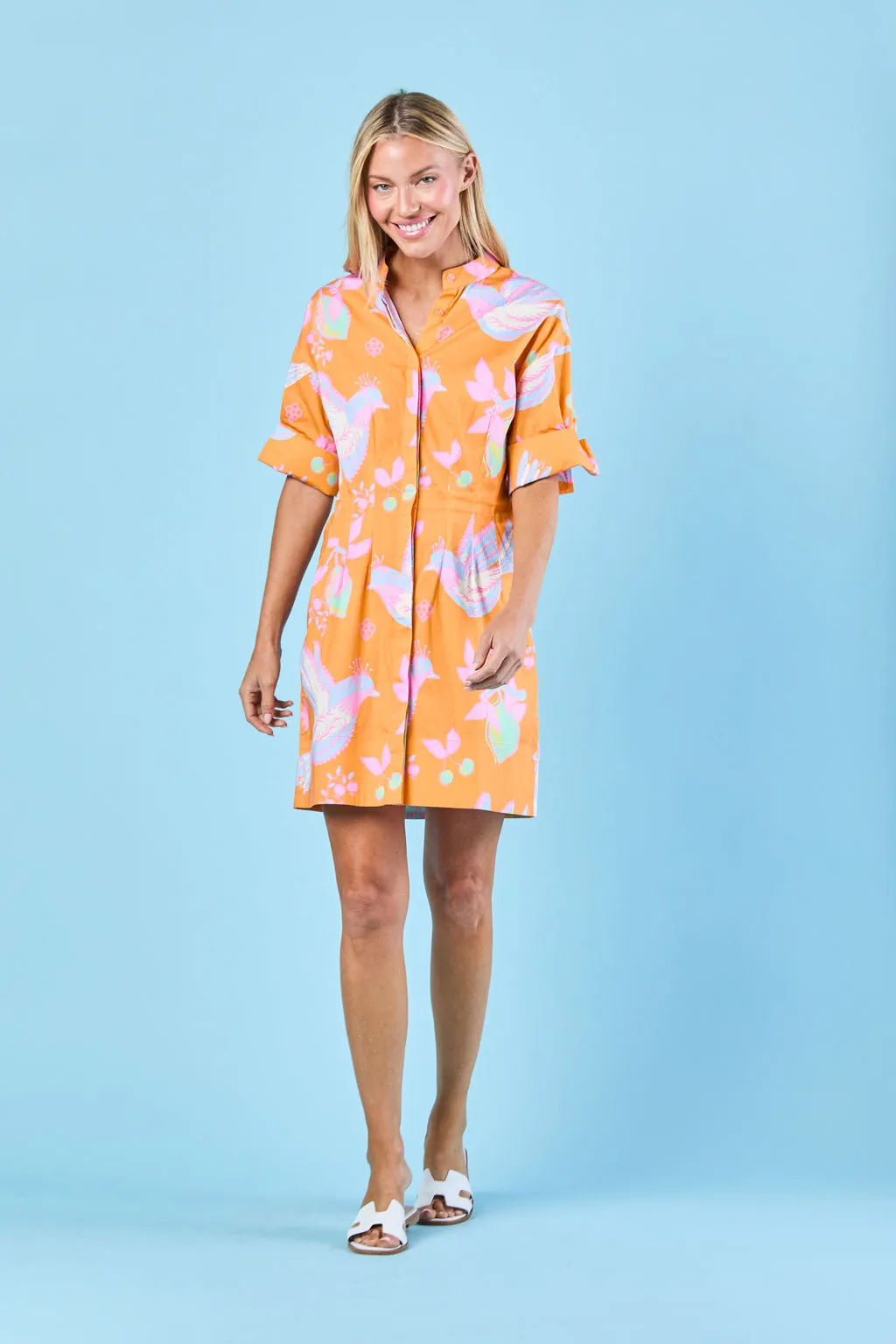 Parker Dress in Peachy Songbird