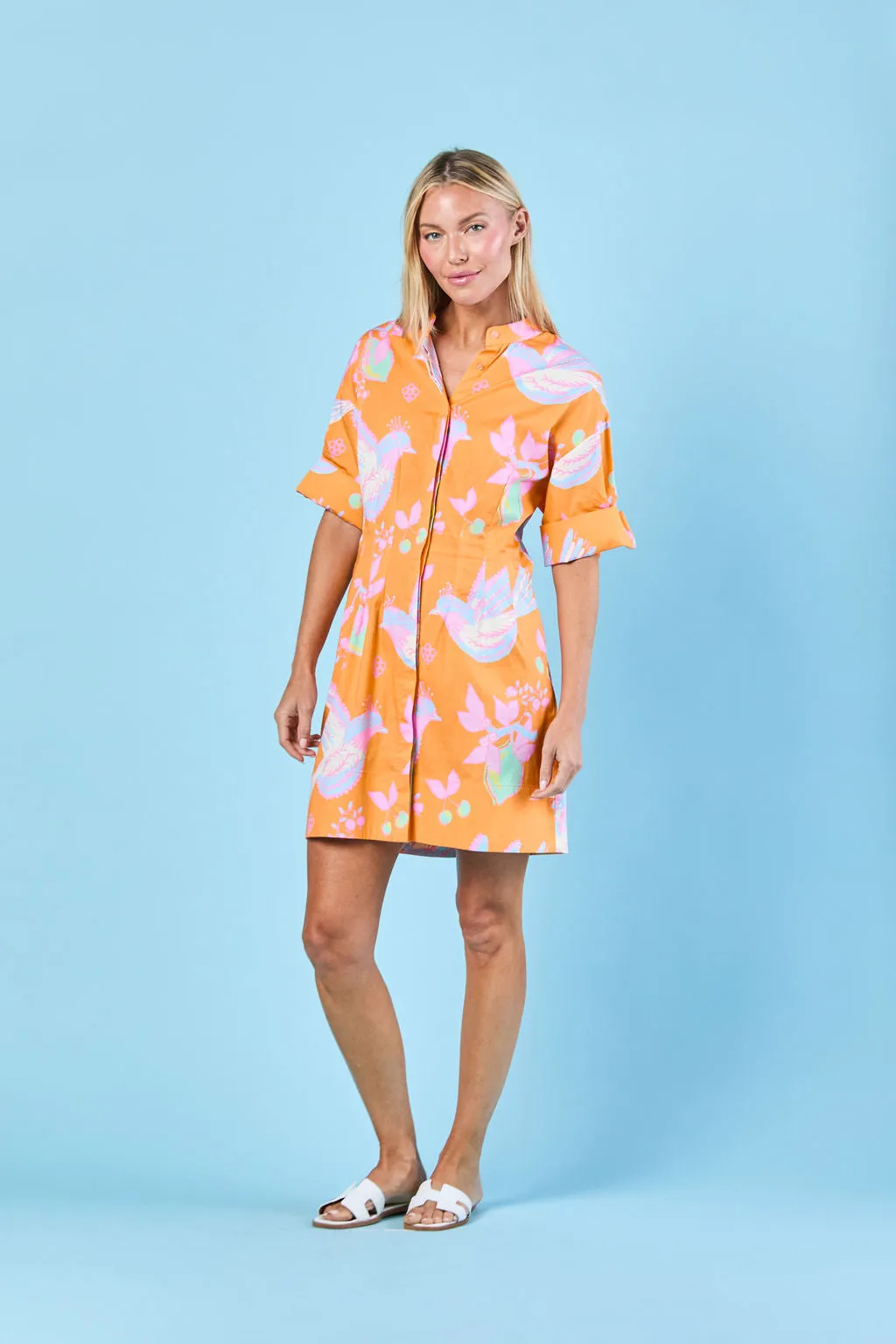 Parker Dress in Peachy Songbird