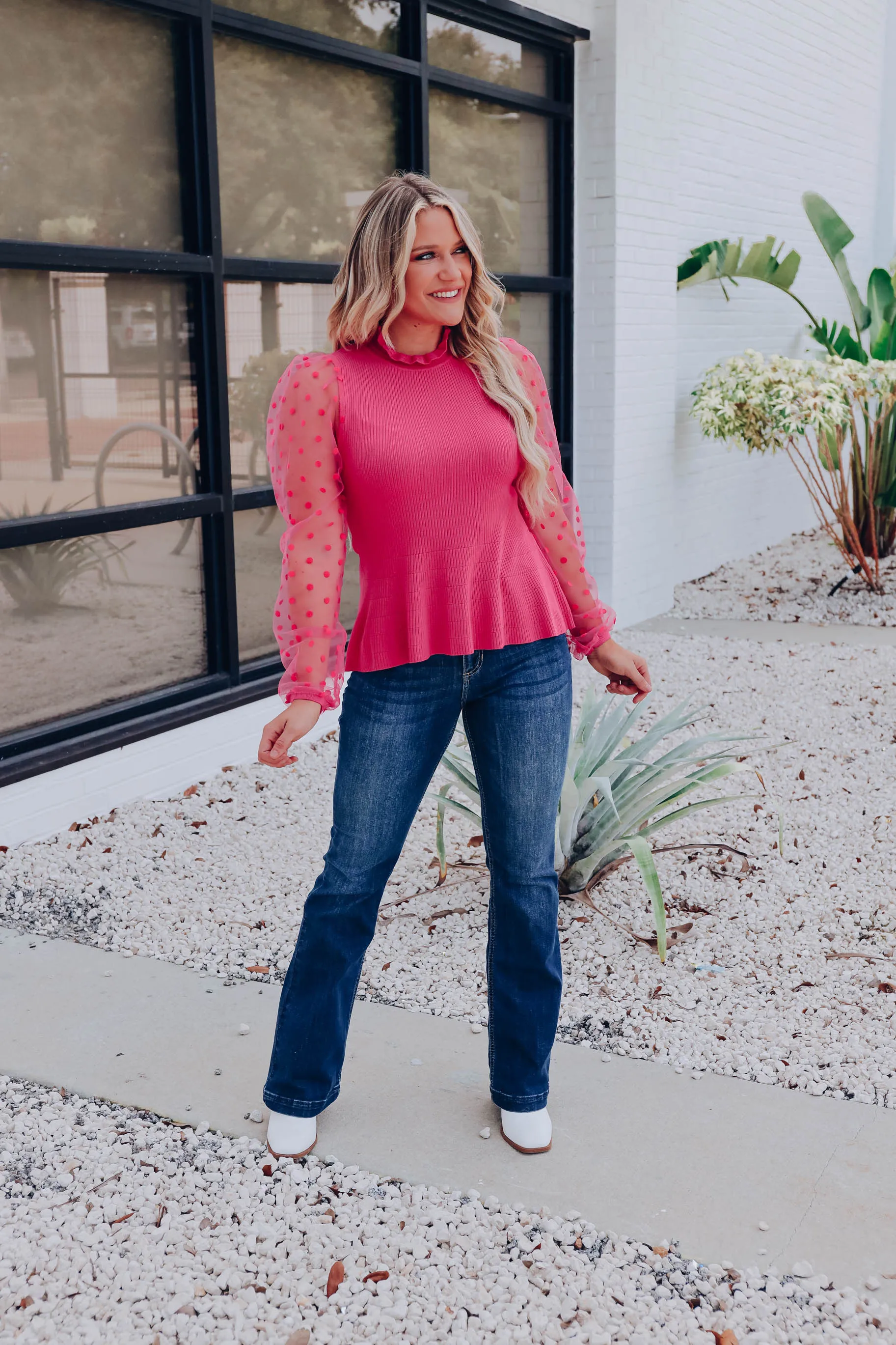 Passion Pink Peplum Sweater