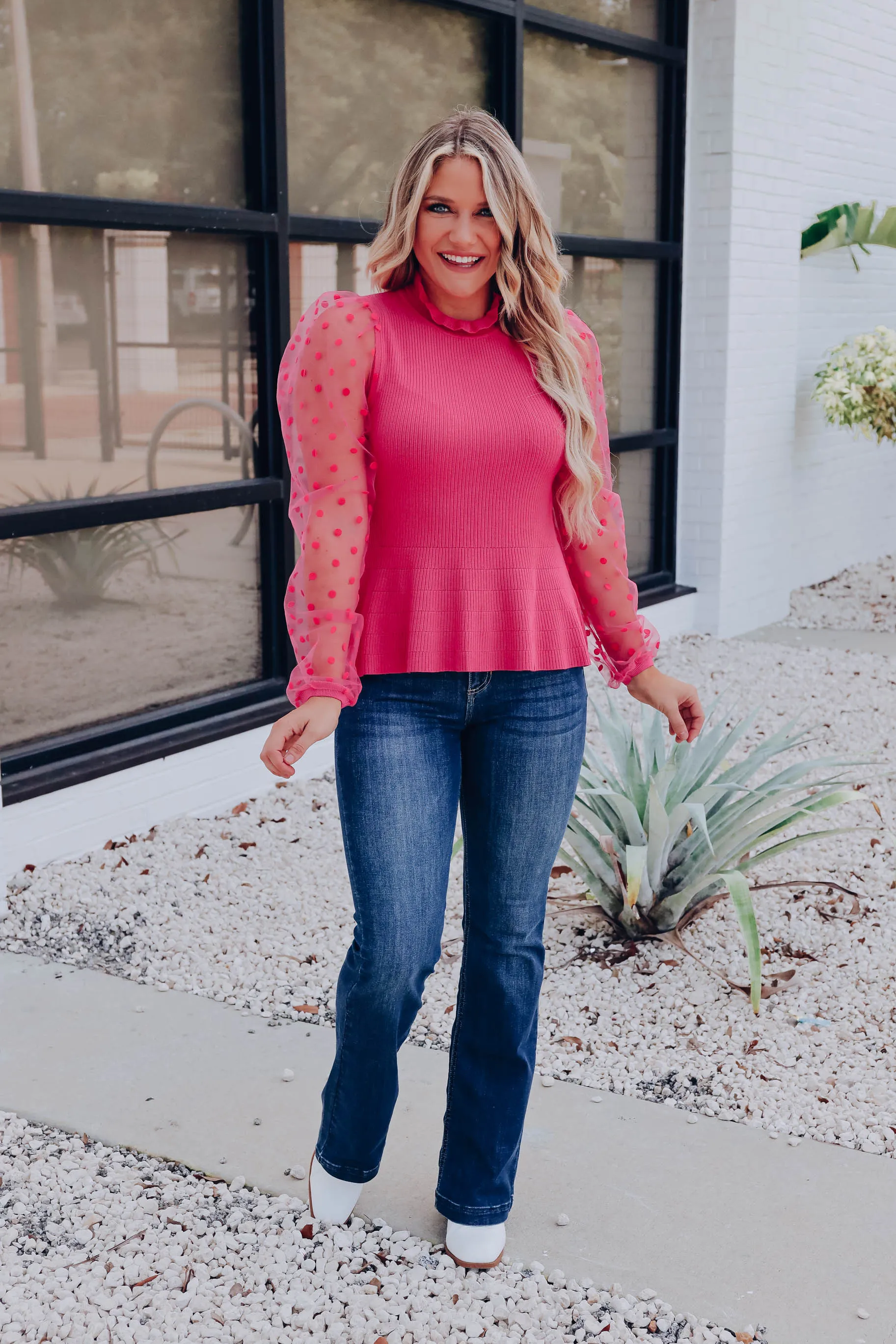 Passion Pink Peplum Sweater