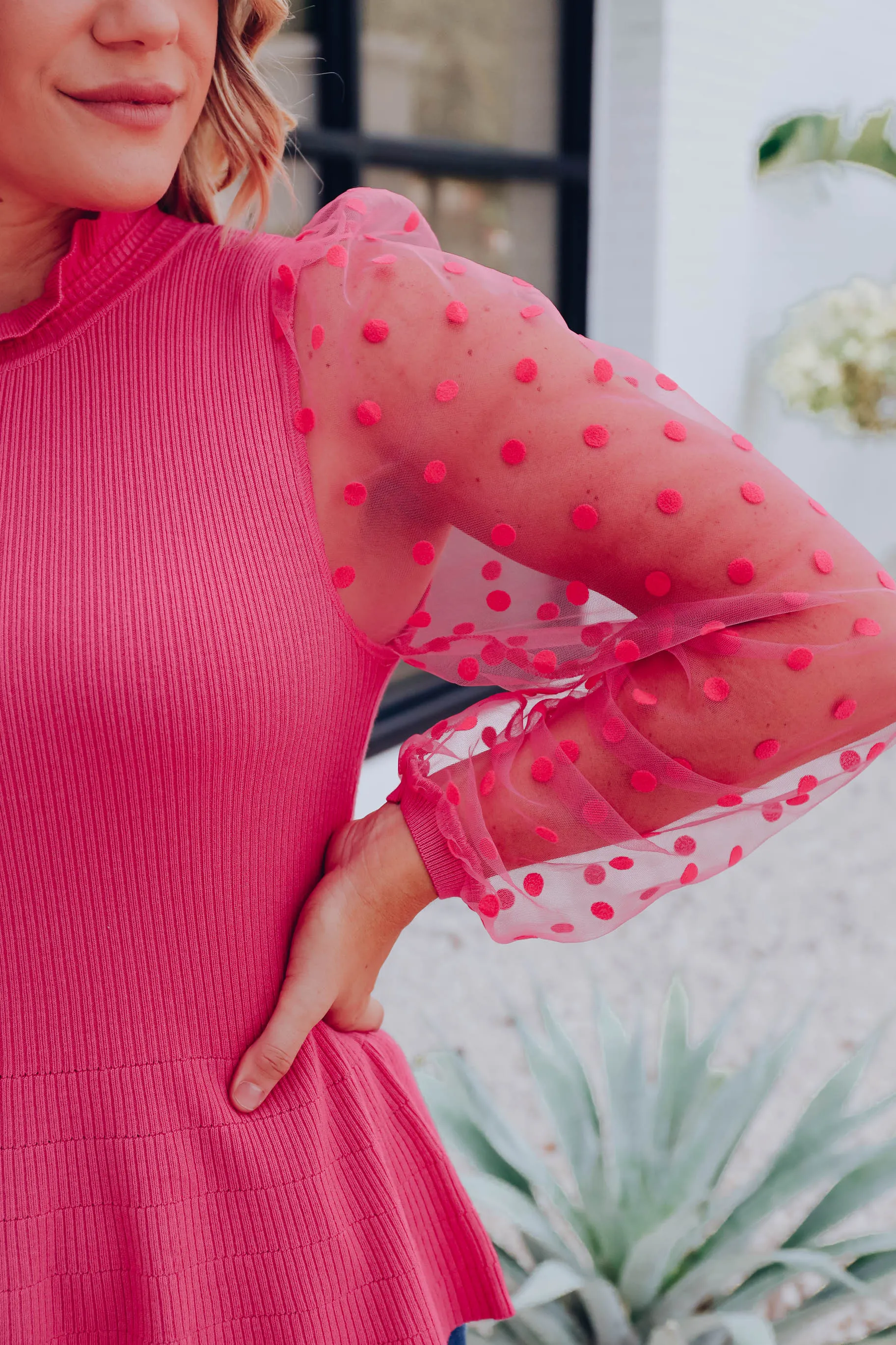 Passion Pink Peplum Sweater