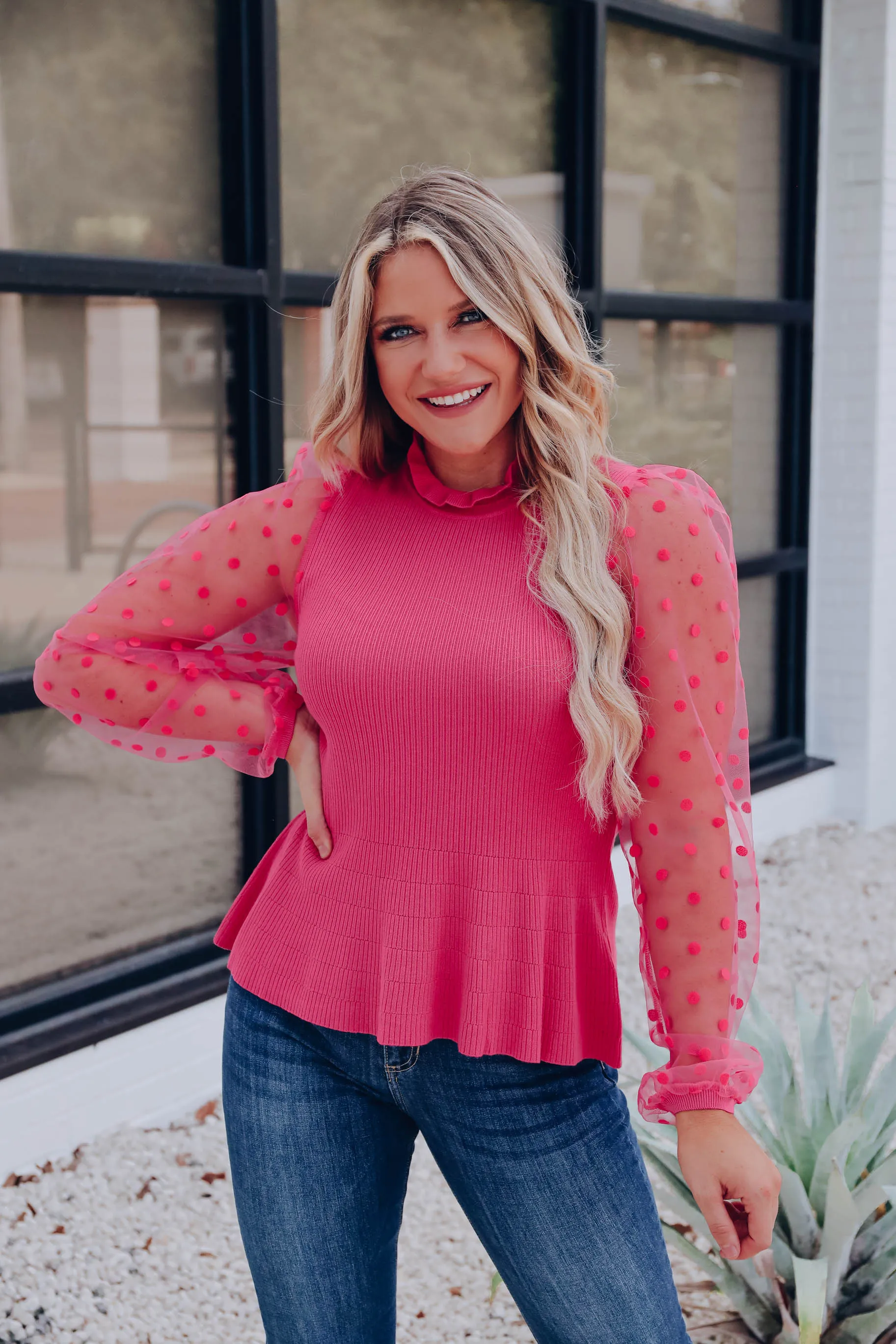 Passion Pink Peplum Sweater