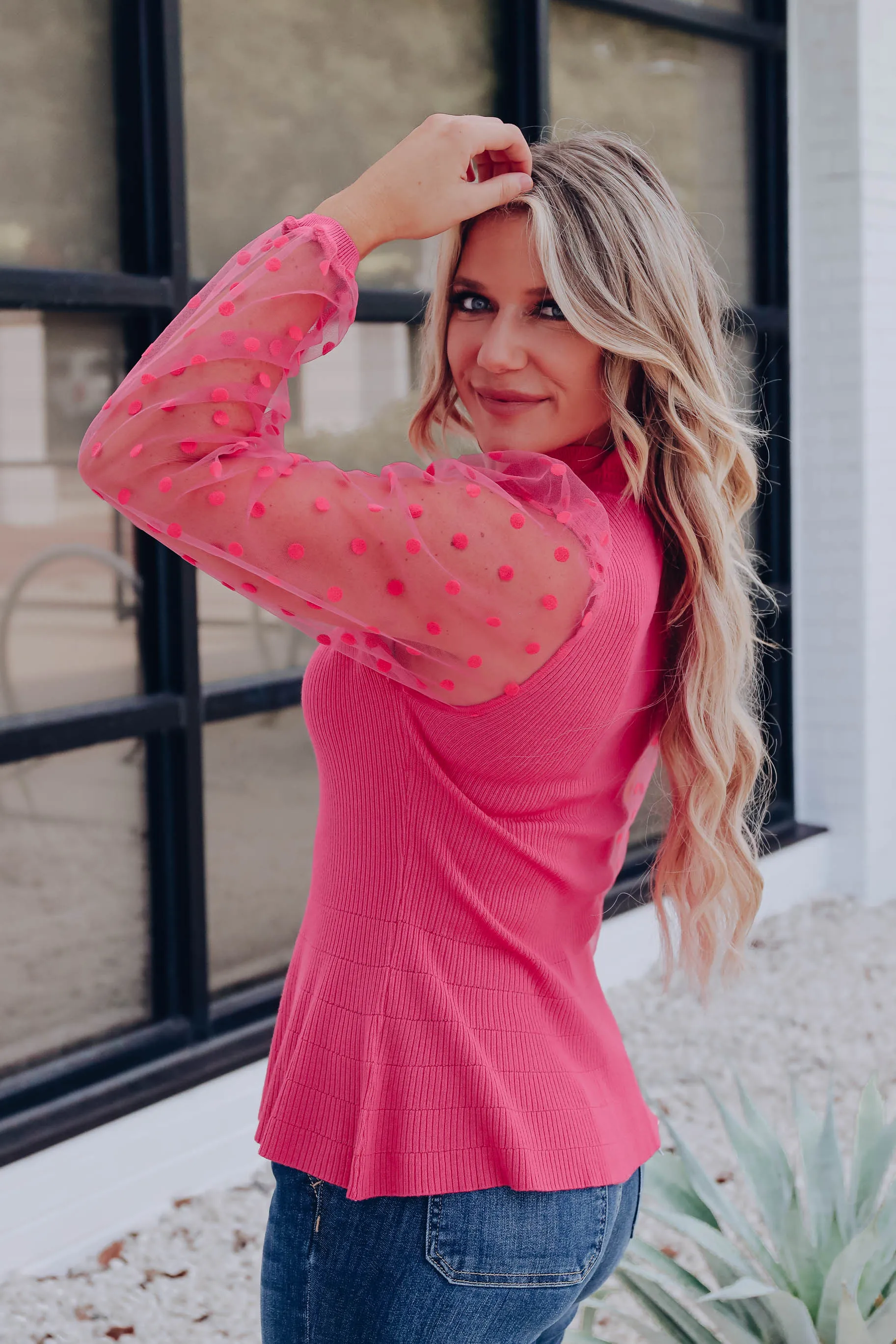 Passion Pink Peplum Sweater