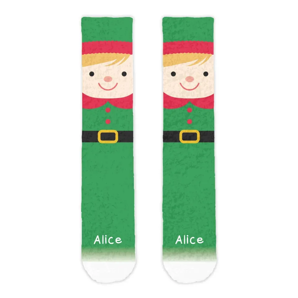 Personalised Elf Kids' Printed Cosy Socks