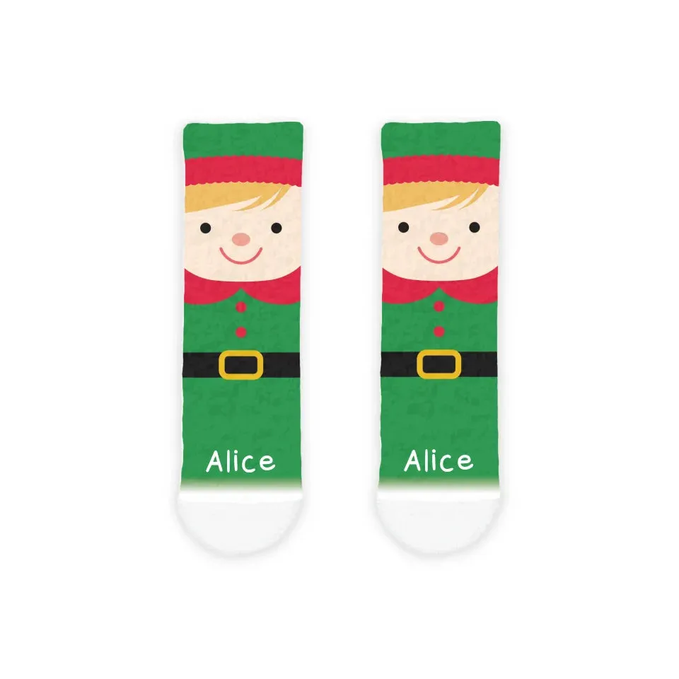 Personalised Elf Kids' Printed Cosy Socks