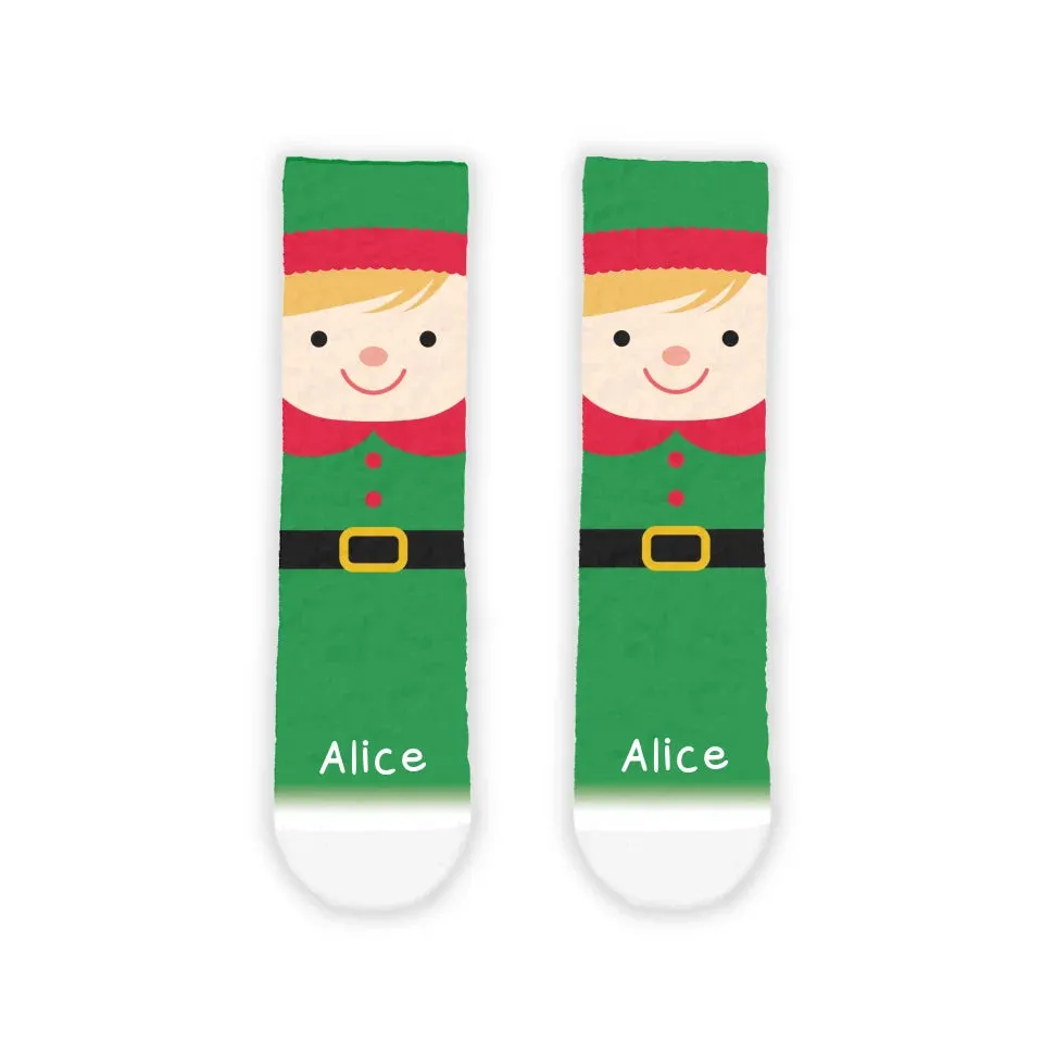 Personalised Elf Kids' Printed Cosy Socks