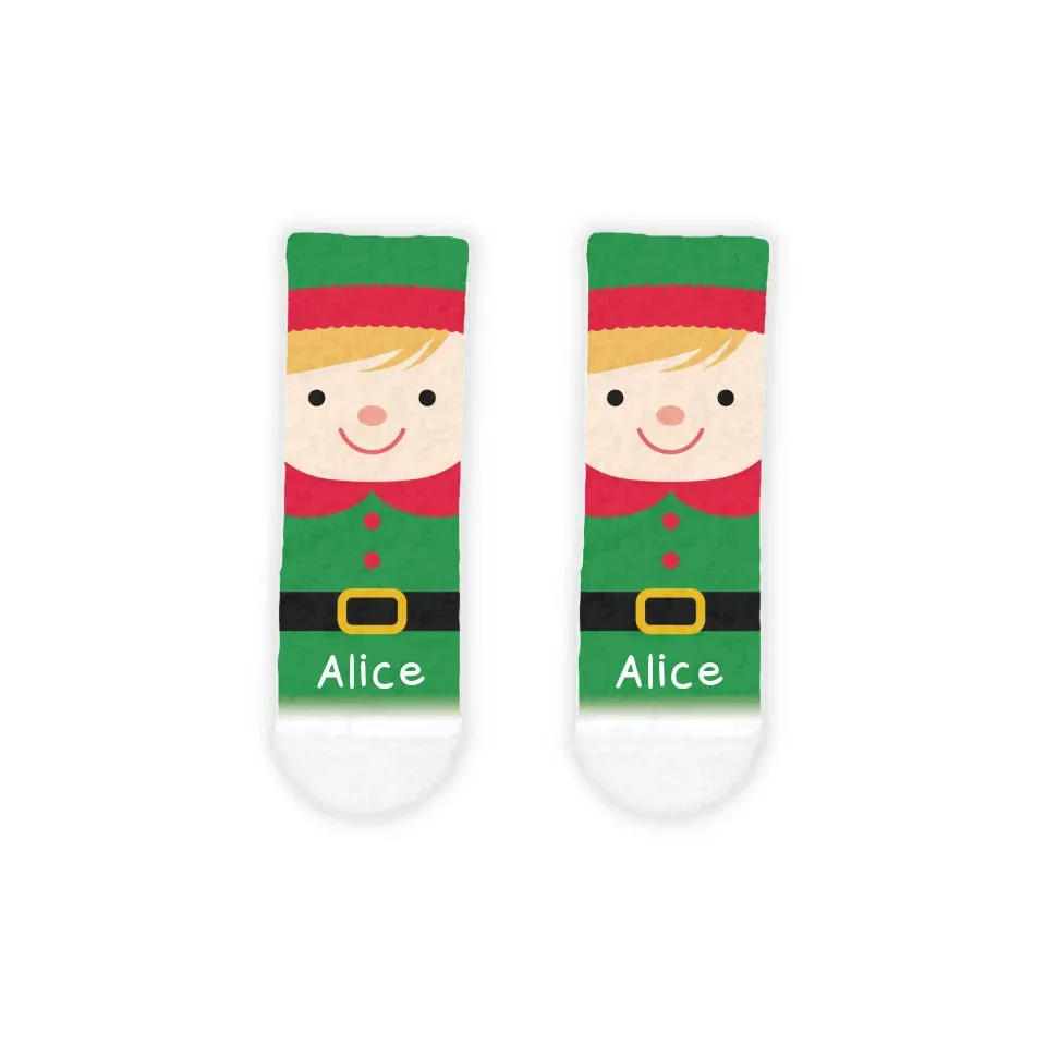 Personalised Elf Kids' Printed Cosy Socks