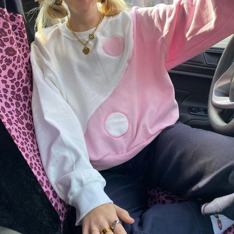 Pink Yin Yang Loose Sweater