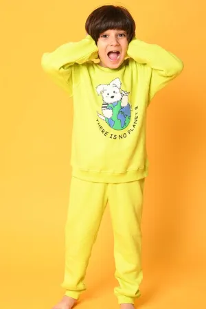 PLANET B FLEECE SWEATSHIRT JOGGER SET - GREEN