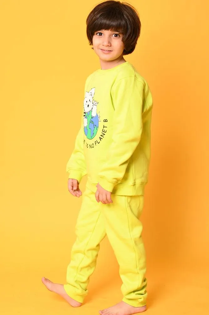 PLANET B FLEECE SWEATSHIRT JOGGER SET - GREEN