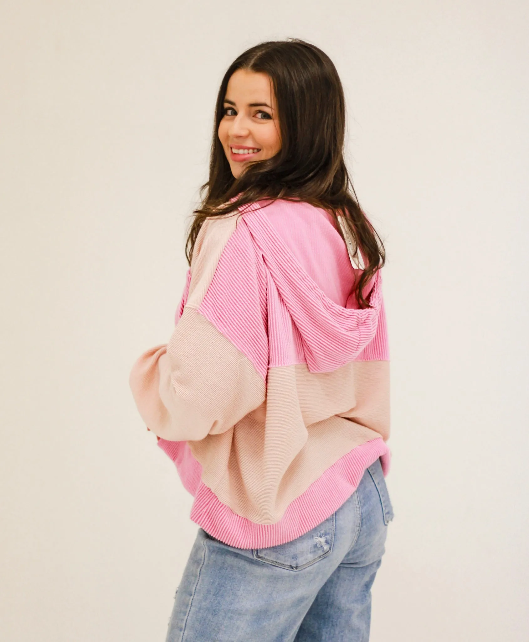Pretty in Pink Ribbed Pullover