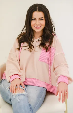 Pretty in Pink Ribbed Pullover