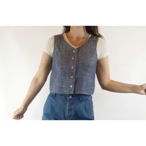 Princess Highway blue cotton cropped vest top size 8