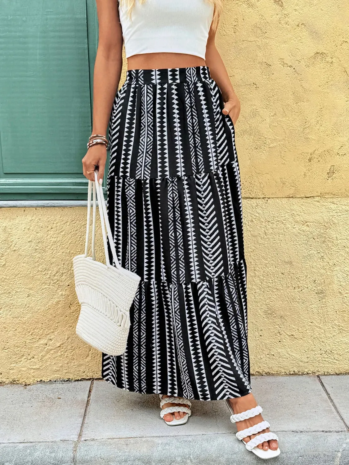 Printed High Waist Skirt