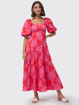 Puff Short Sleeve Flower Sun Dress