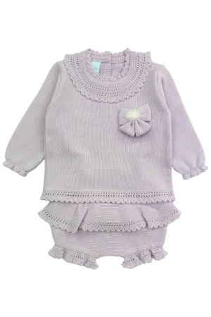 "Aida" Lilac Knit Top & Shorts
