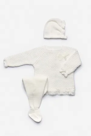 "Avery" Ivory Knit Top, Leggings & Bonnet