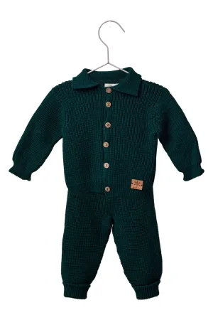 "Niall" Green Knit Wool Top & Trousers